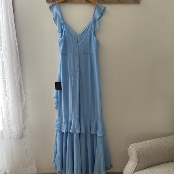 Lulus Charming Event Light Blue Asymmetrical Ruffled Chiffon Maxi Dress NWT XL - Picture 8 of 13